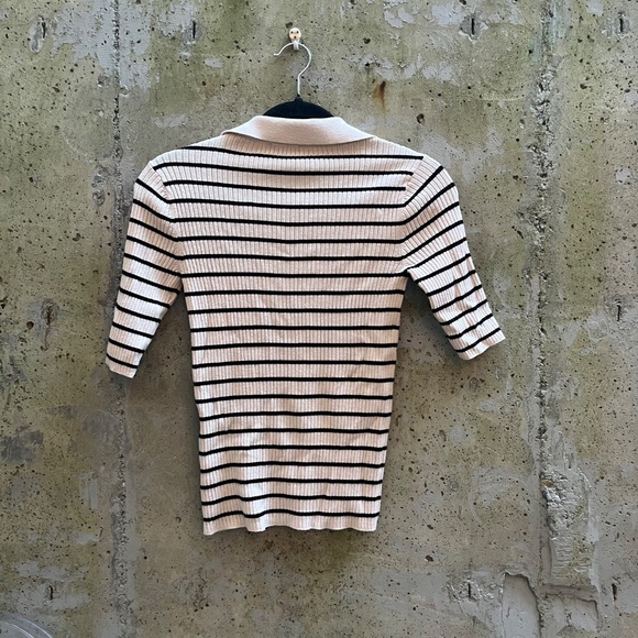 Striped Ribbed Shirt by C&A, Cream and Black, Medium - Picture 5 of 9